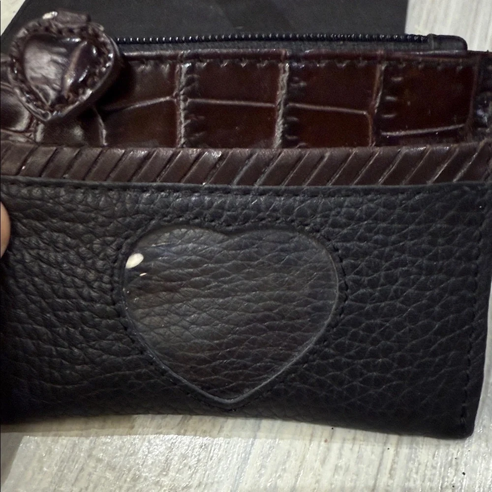 Brighton Crocodile Black and Brown Leather Card Holder Lipstick Case Set